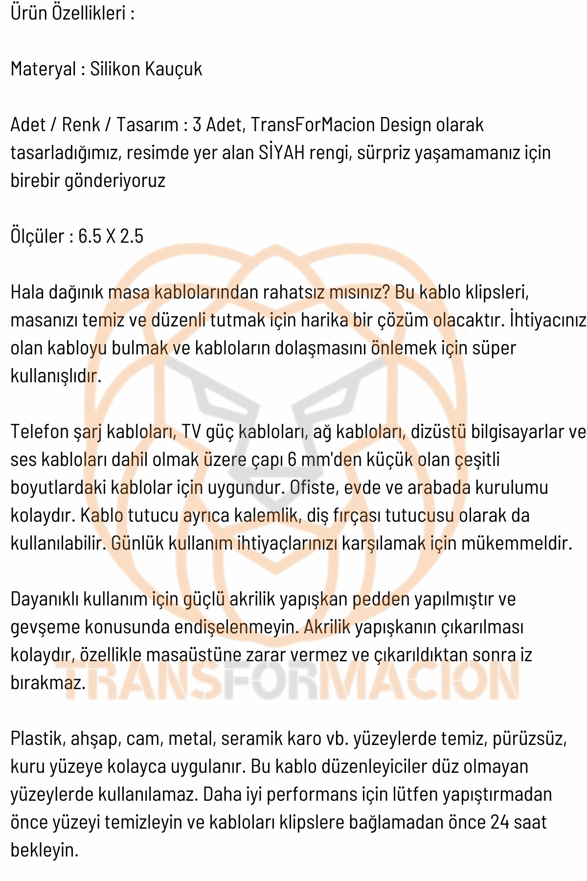 Yapışkanlı Kablo Düzenleyici Klips 3 ADET 721161
