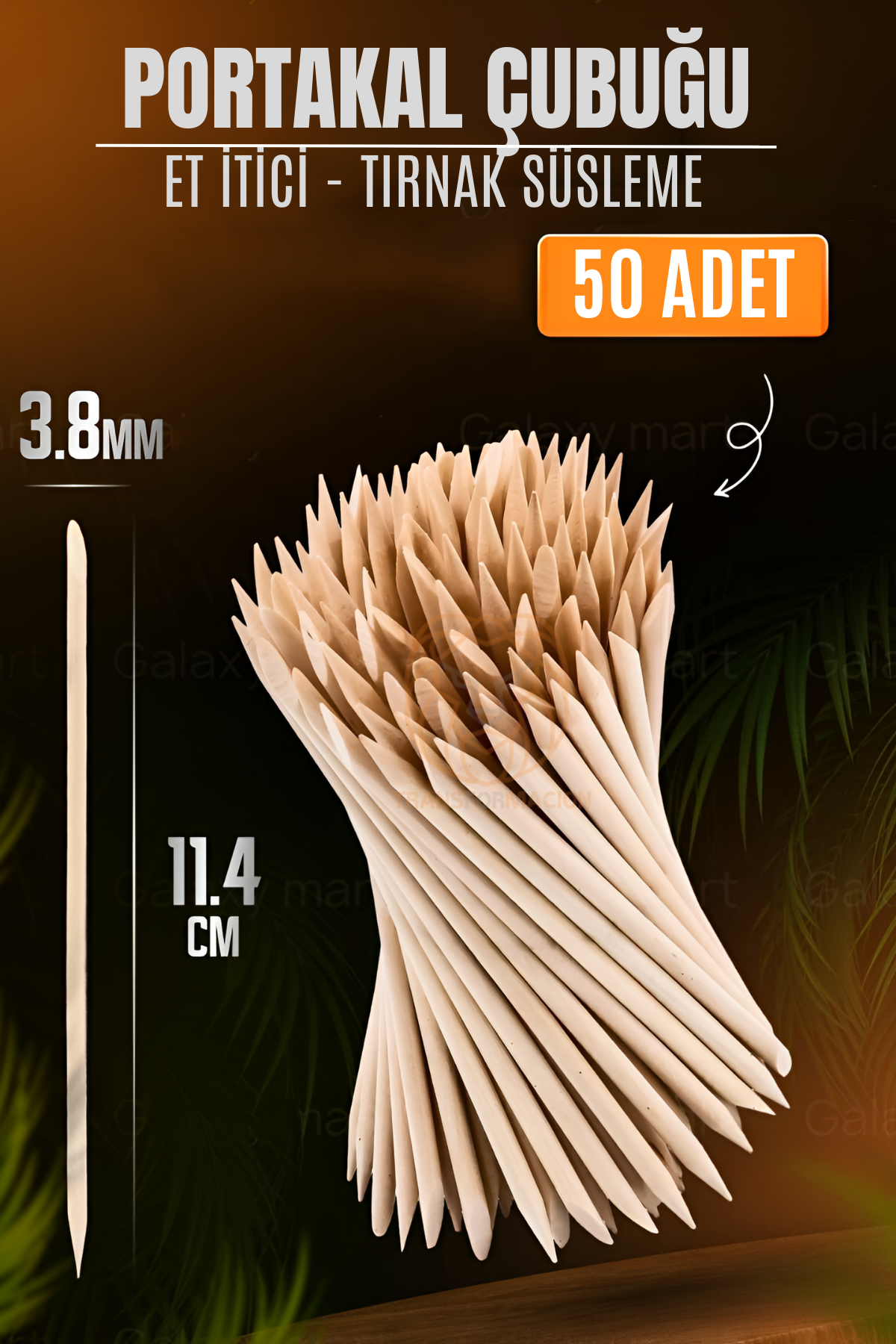 Nano Portakal Çubuğu Tırnak Temizleyici Et İtici  50 Adet Absolute Professional 