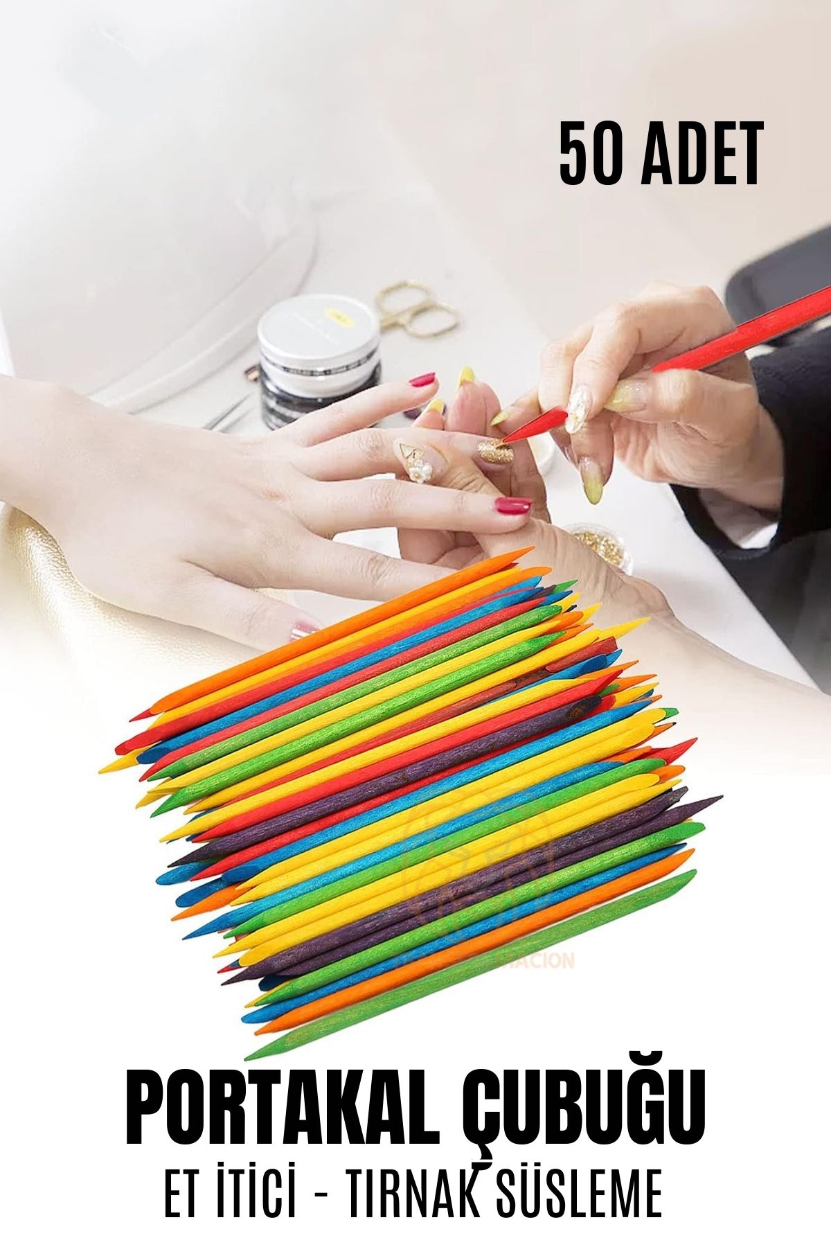 ModaCar Nano Portakal Çubuğu Tırnak Temizleyici Et İtici 50 Adet Absolute Professional 