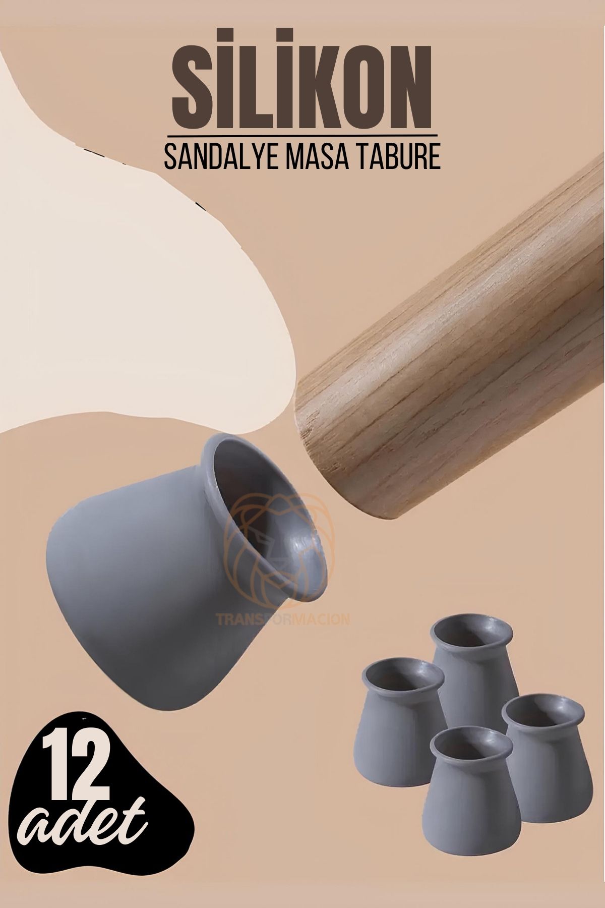 ModaCar Masa ve Sandalye Ayak Koruyucu Silikon Zemin Koruyucu GRİ 12 ADET 