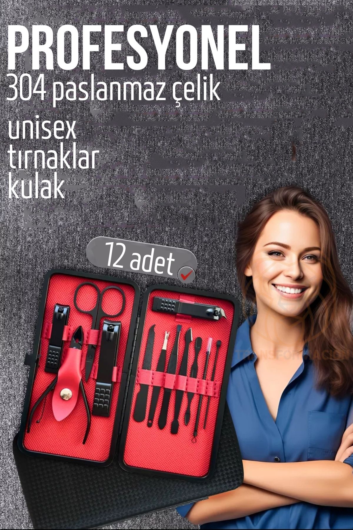 Manikür Seti Pedikür Kulak Yüz Bakım Kiti Profesyonel 304 Çelik Siyah 