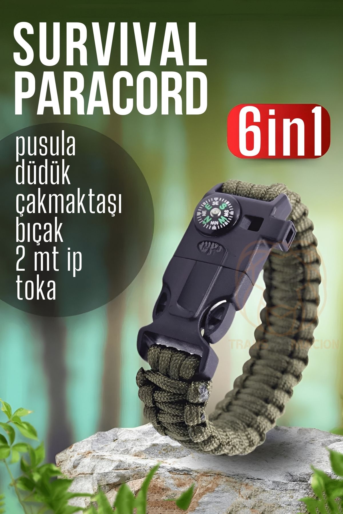 ModaCar Survival Kit Paracord Kamp Kiti Hayatta Kalma Kamp Bilekliği