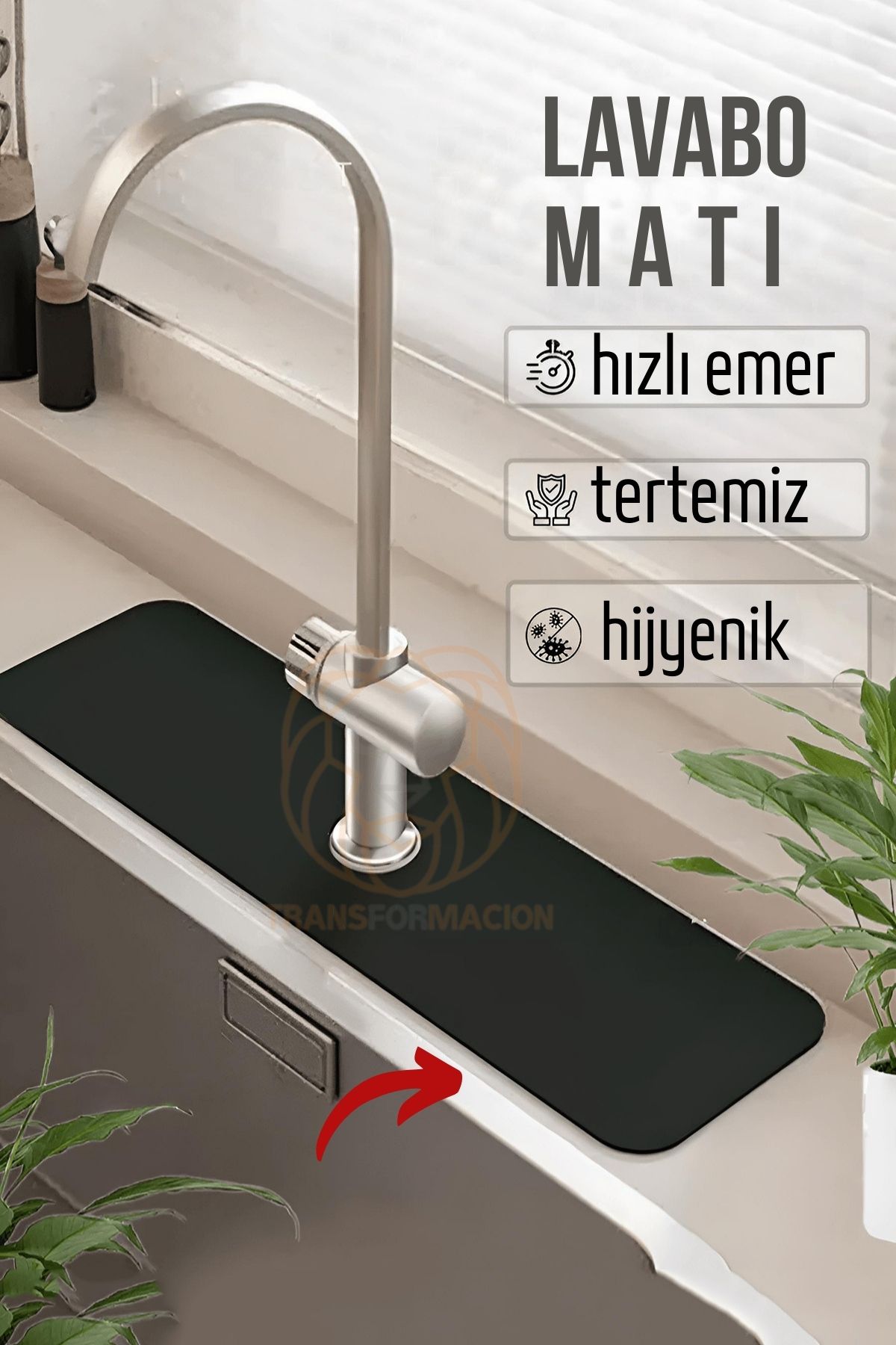 Su Emici Lavabo Matı Hızlı Emen Musluk Matı 