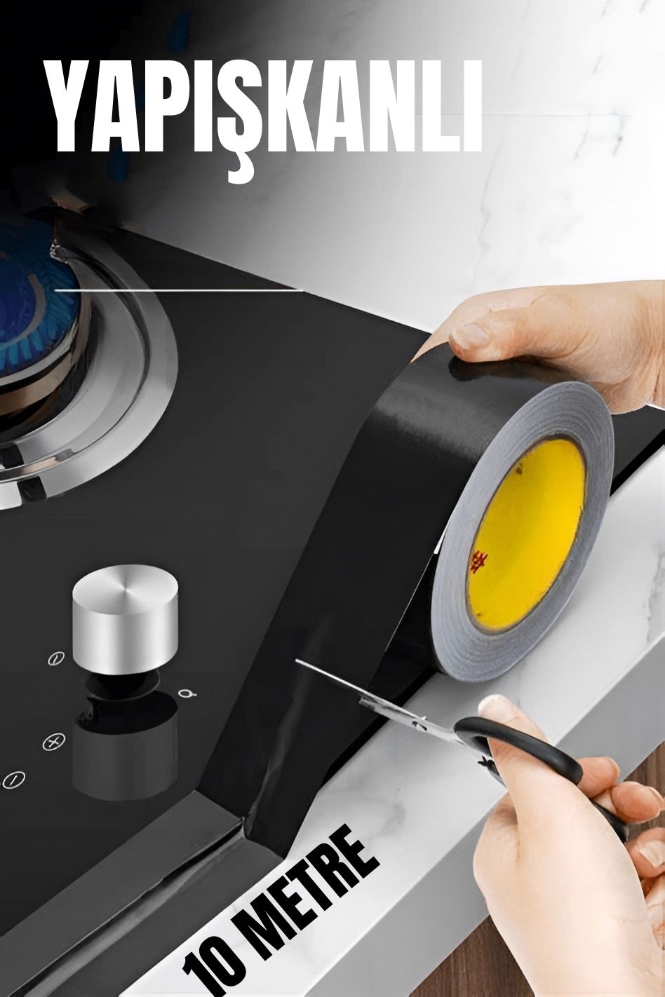 ModaCar Su Sızdırmaz Mutfak Tezgah Bandı Kendinden Yapışkanlı 10 Metre SİYAH 