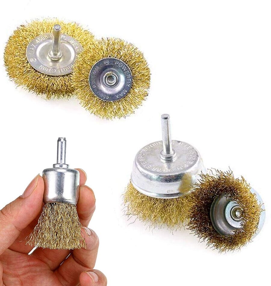 Matkap Uyumlu Saçaklı Pimli Tel Fıça Fırça Seti 1/4 inç 721170