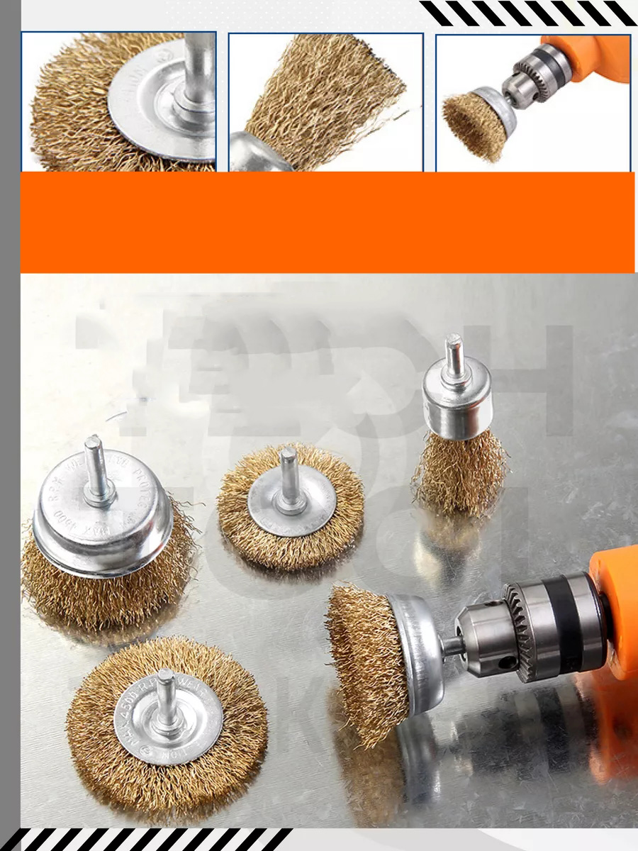 Matkap Uyumlu Saçaklı Pimli Tel Fıça Fırça Seti 1/4 inç 721170