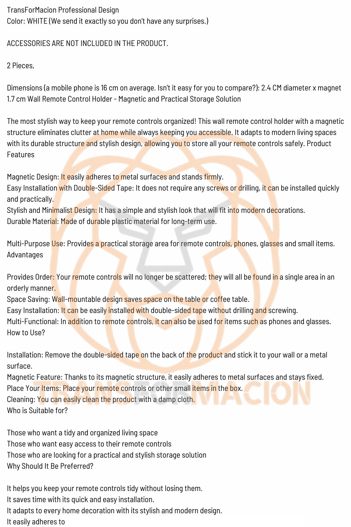 Mıknatıslı Çok Amaçlı Kumanda Telefon Tutucu 2 ADET 721182