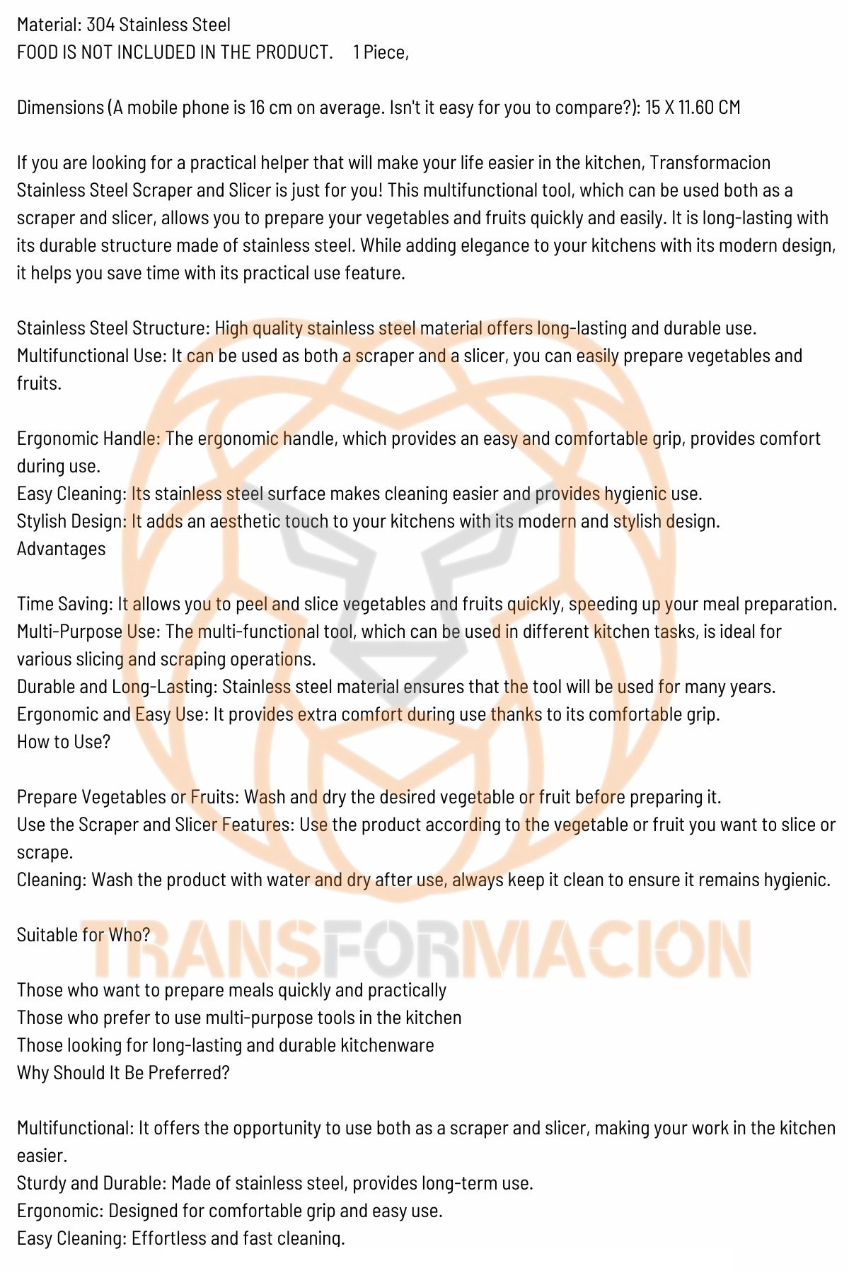 Hamur Kesici Spatula Profesyonel 304 Paslanmaz Çelik 721183