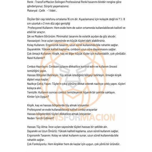 TransForMacion 2 mm Micro İnce Uçlu Cımbız Çelik Solingen Professional 721185