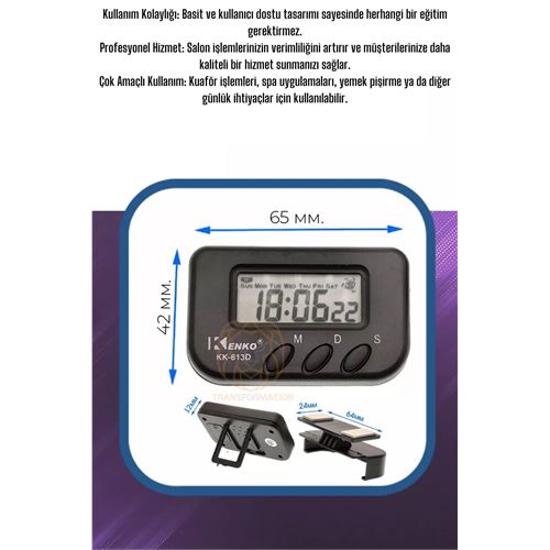 TransForMacion Kuaför Boya Kronometresi Berber Kuaför Dijital Zamanlayıcı Saat 721189