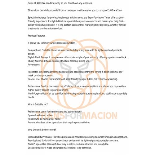 TransForMacion Kuaför Boya Kronometresi Berber Kuaför Dijital Zamanlayıcı Saat 721189