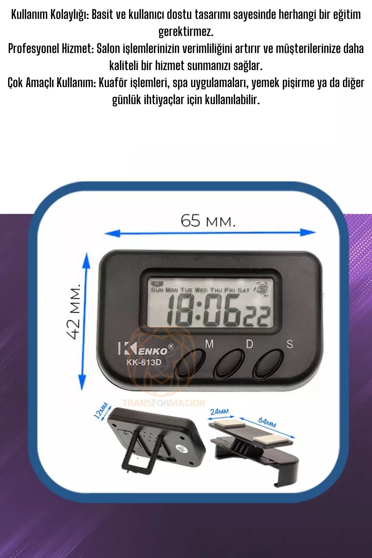 TransForMacion Kuaför Boya Kronometresi Berber Kuaför Dijital Zamanlayıcı Saat 721189