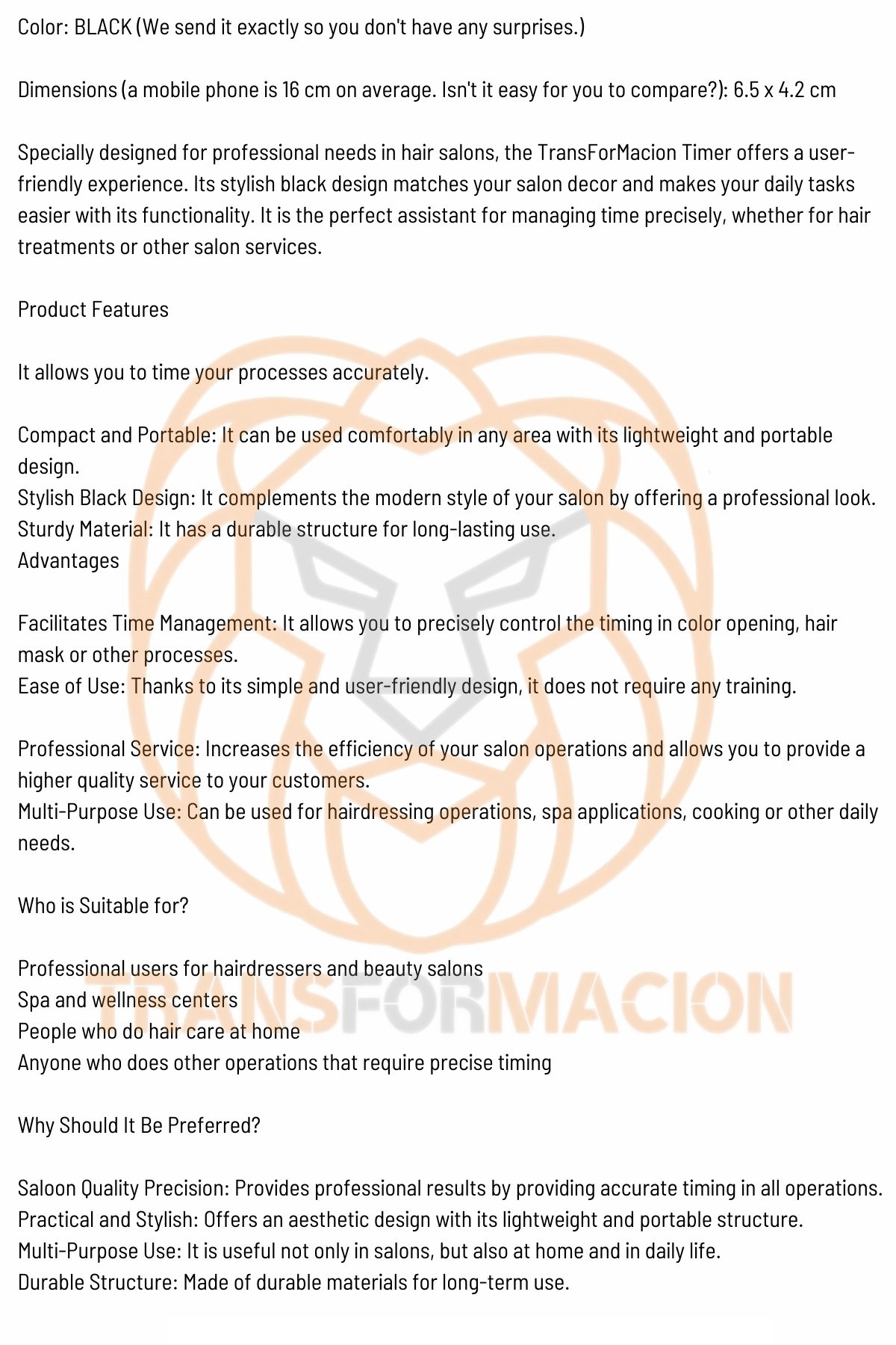 TransForMacion Kuaför Boya Kronometresi Berber Kuaför Dijital Zamanlayıcı Saat 721189