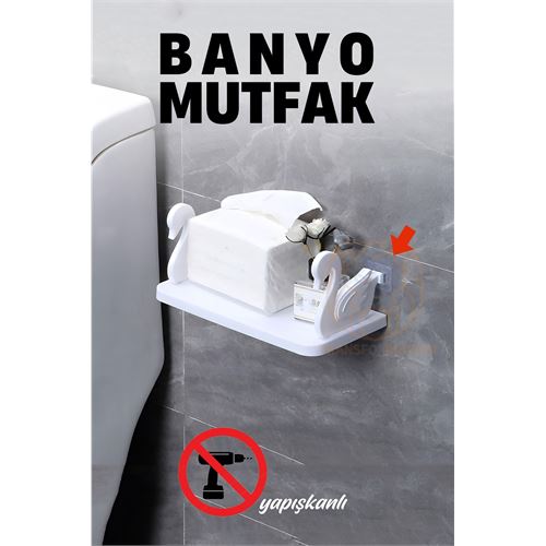 ModaCar Kuğu Tasarımlı Banyo Mutfak Rafı Kendinden Yapışkanlı 