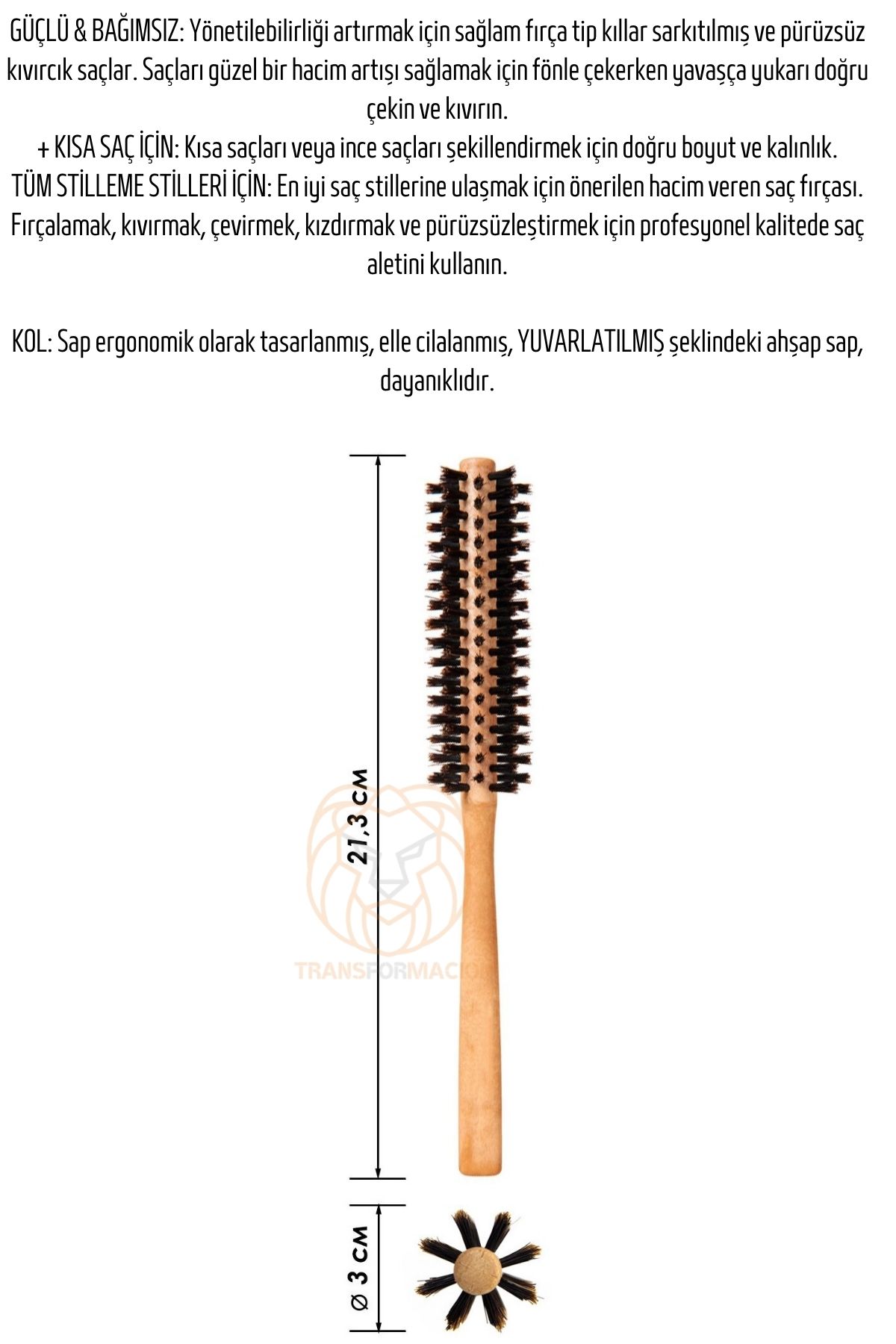 TransForMacion Fön Fırçası Ahşap Saplı Fön Ve Tarama Fırçası  721200