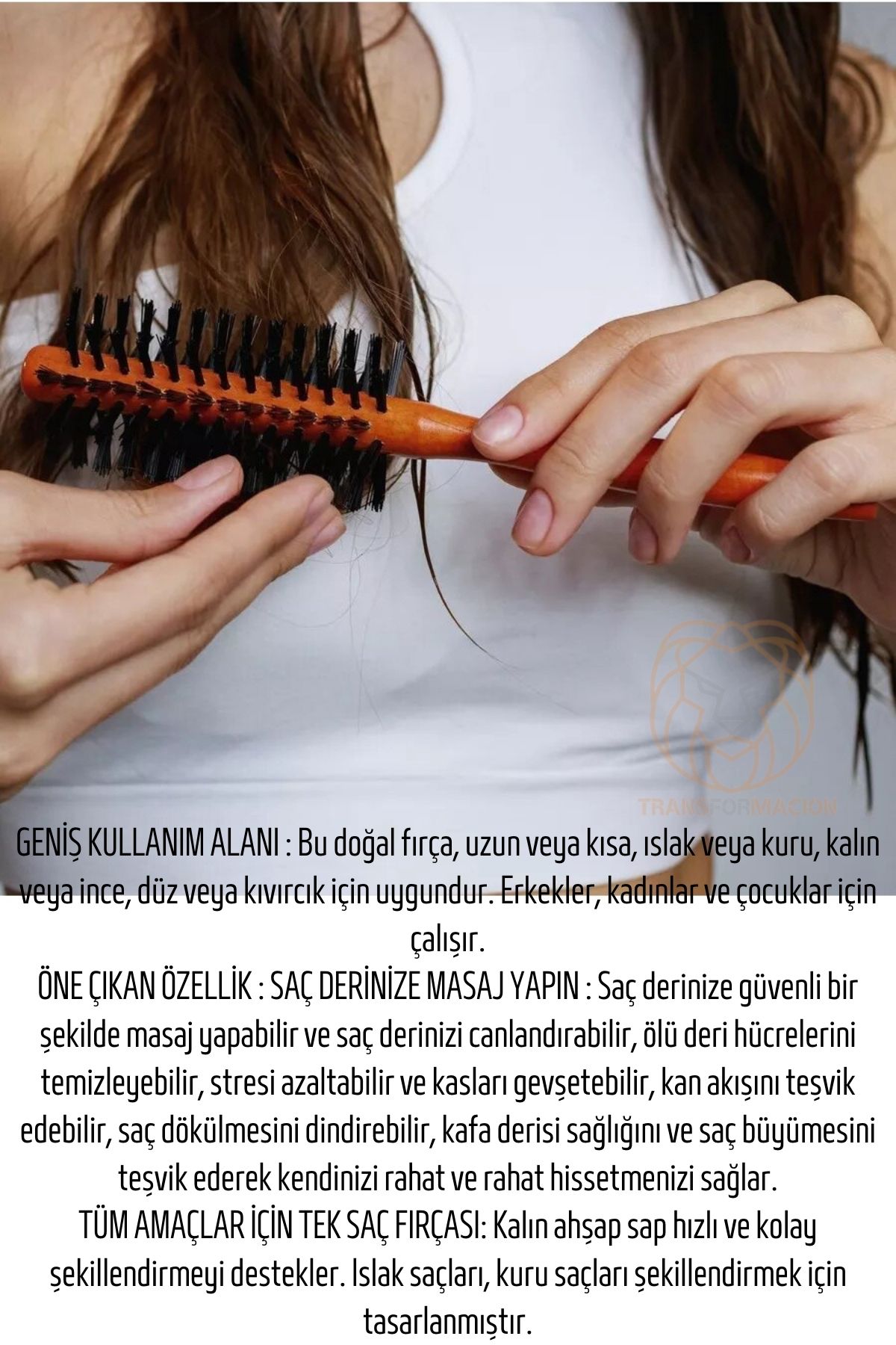 TransForMacion Fön Fırçası Ahşap Saplı Fön Ve Tarama Fırçası  721200