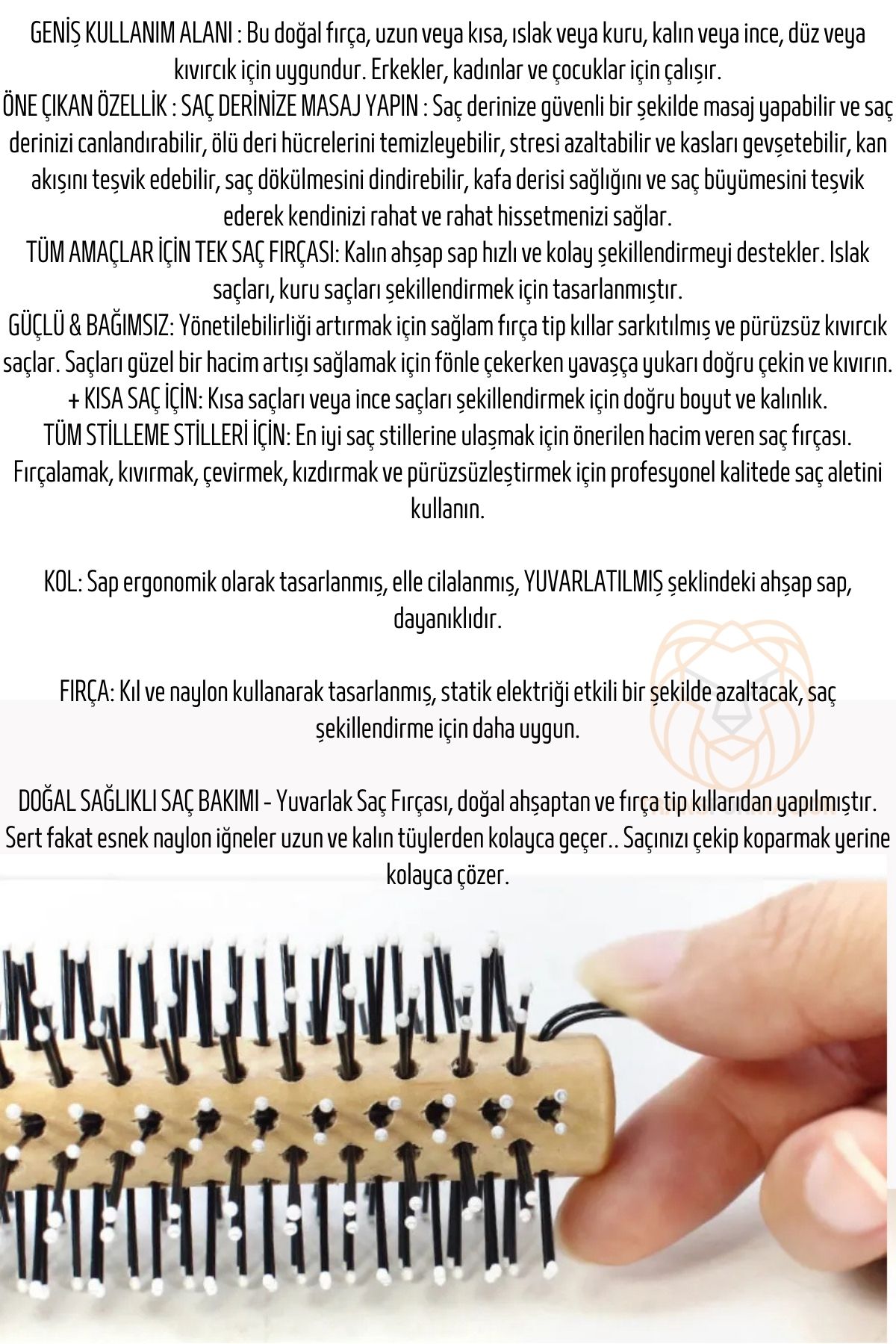 TransForMacion Fön Fırçası Ahşap Saplı Tarama Fırçası 721202 