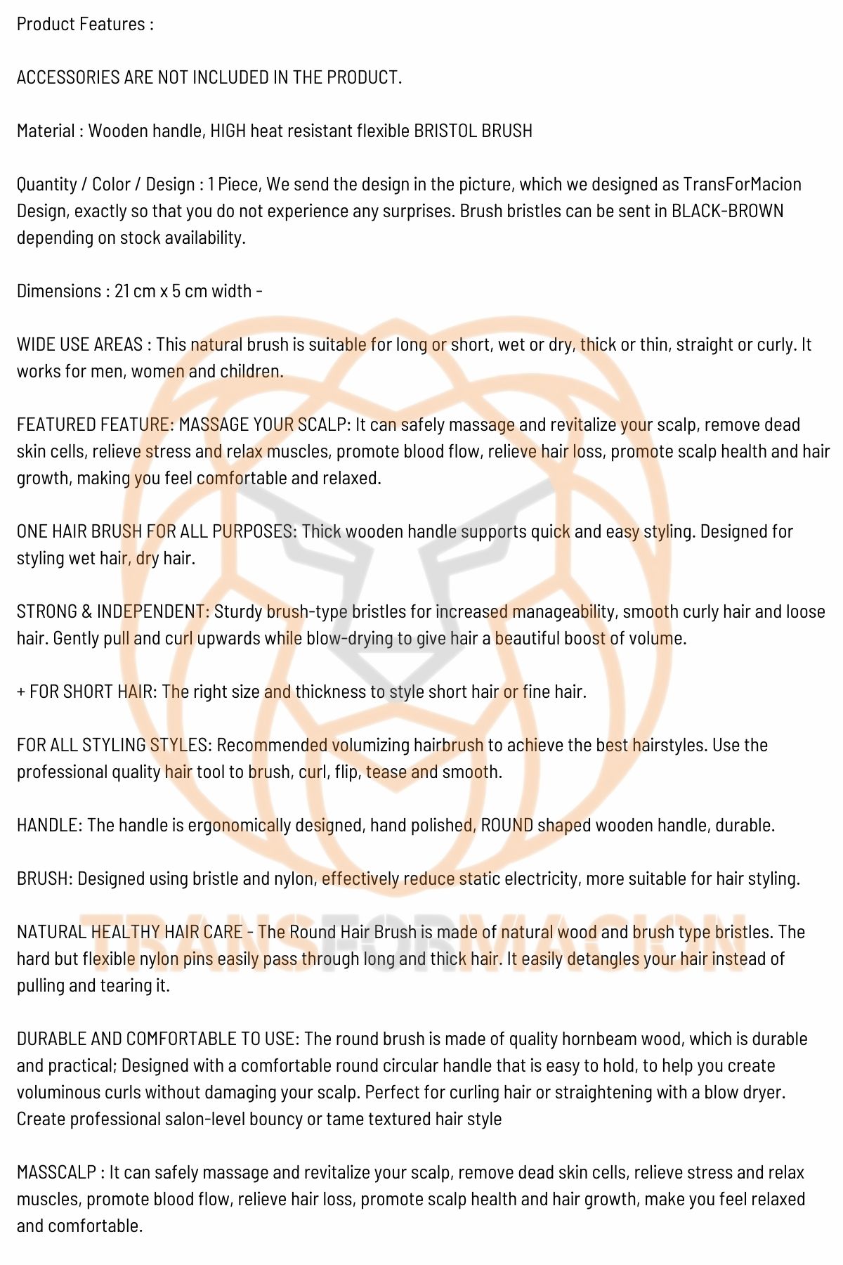 TransForMacion Fön Fırçası Ahşap Saplı Tarama Fırçası 721202 