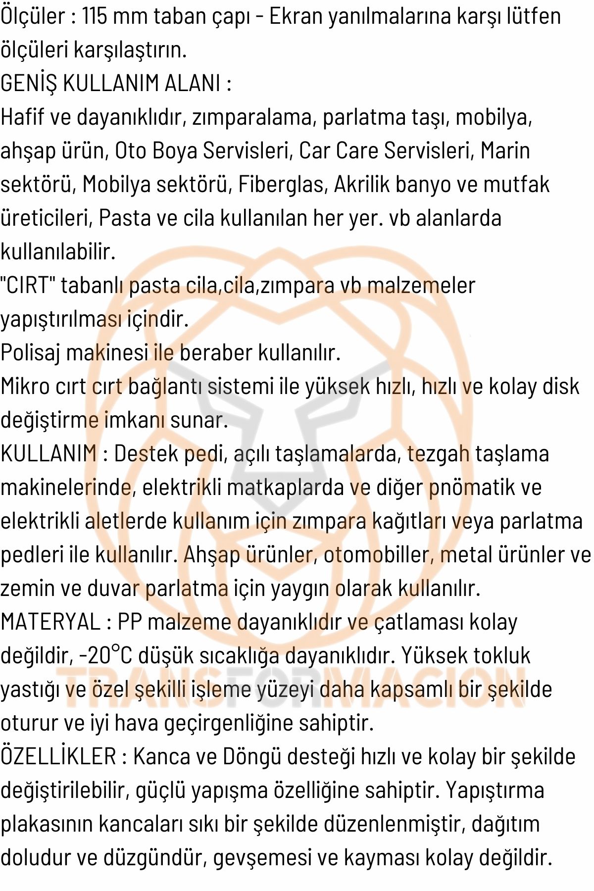 115 mm Cırtlı Zımpara Disk Pasta Cila Sünger Tabanı 721209