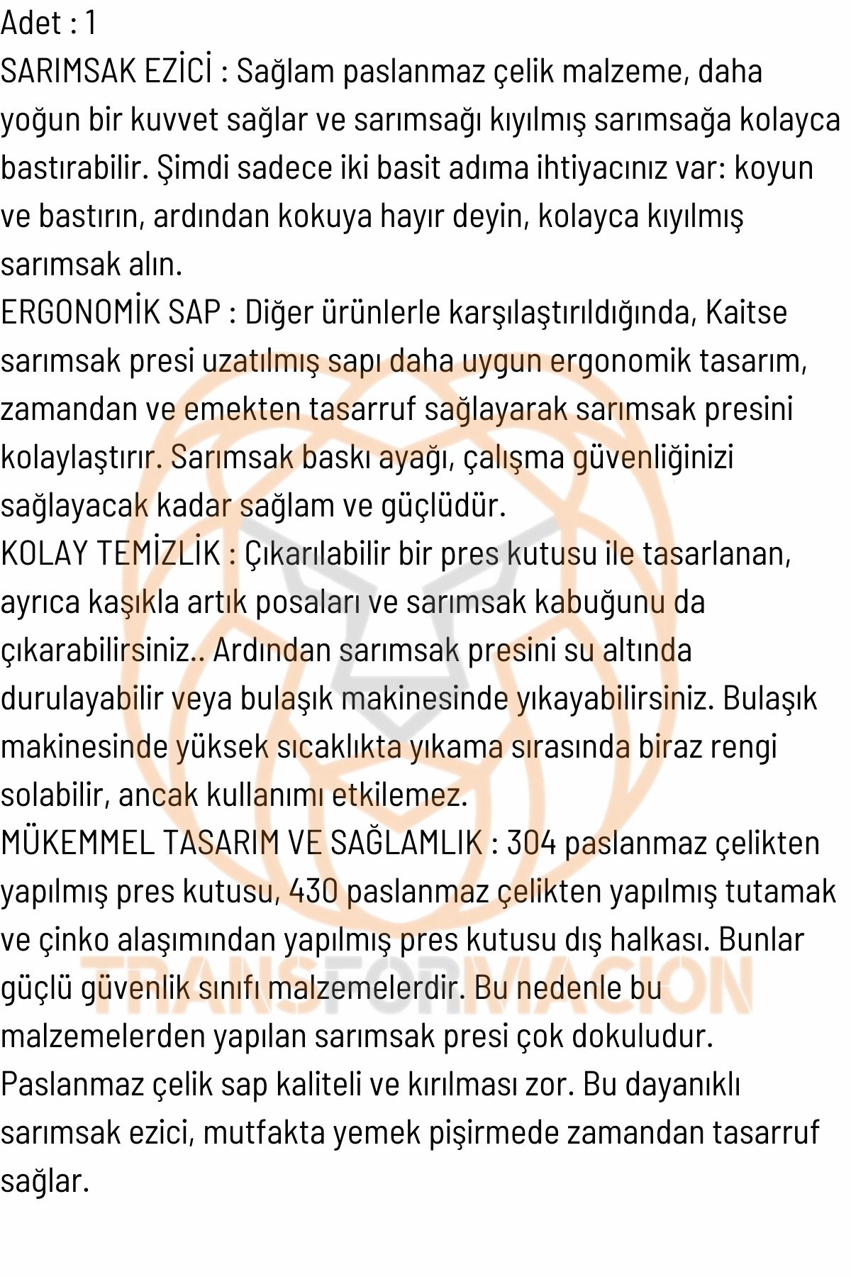 Sarımsak Ezici 304 Paslanmaz Çelik 721210 