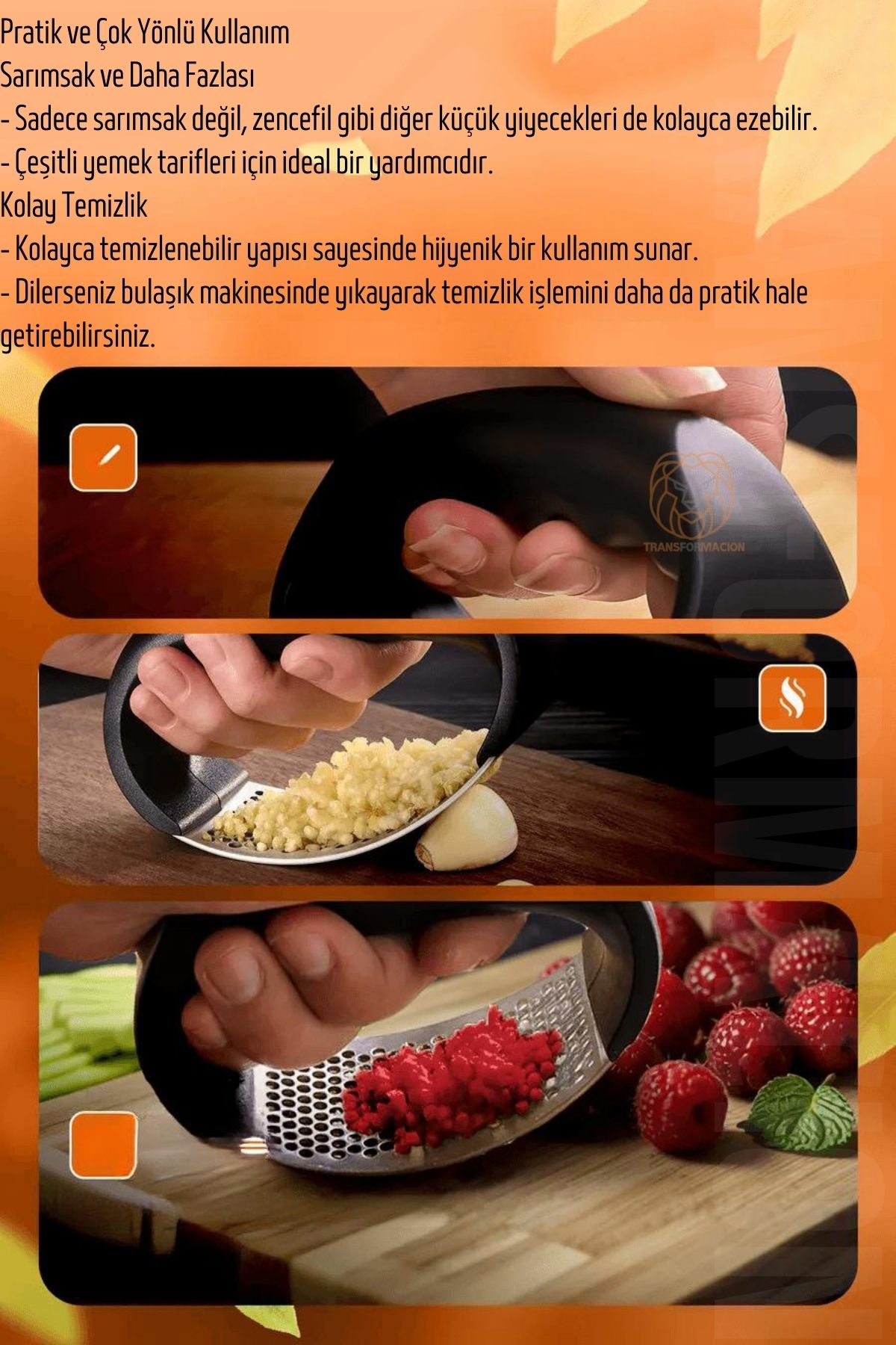 Sarımsak Ezici Zencefil Meyve Ezici 304 Paslanmaz Çelik 721211