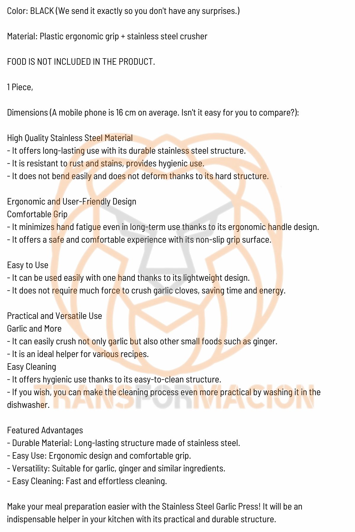 Sarımsak Ezici Zencefil Meyve Ezici 304 Paslanmaz Çelik 721211