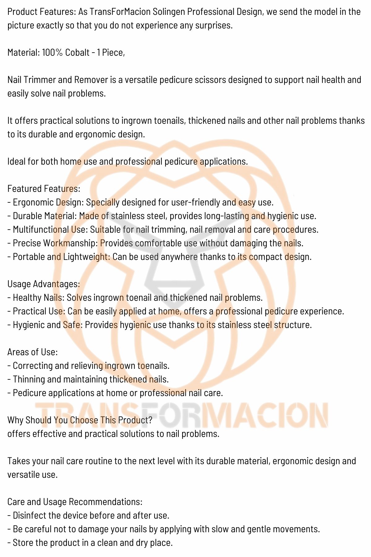 TransForMacion Tırnak Batık Makası Pedikür Makası Tungsten Çelik Profesyonel 721218
