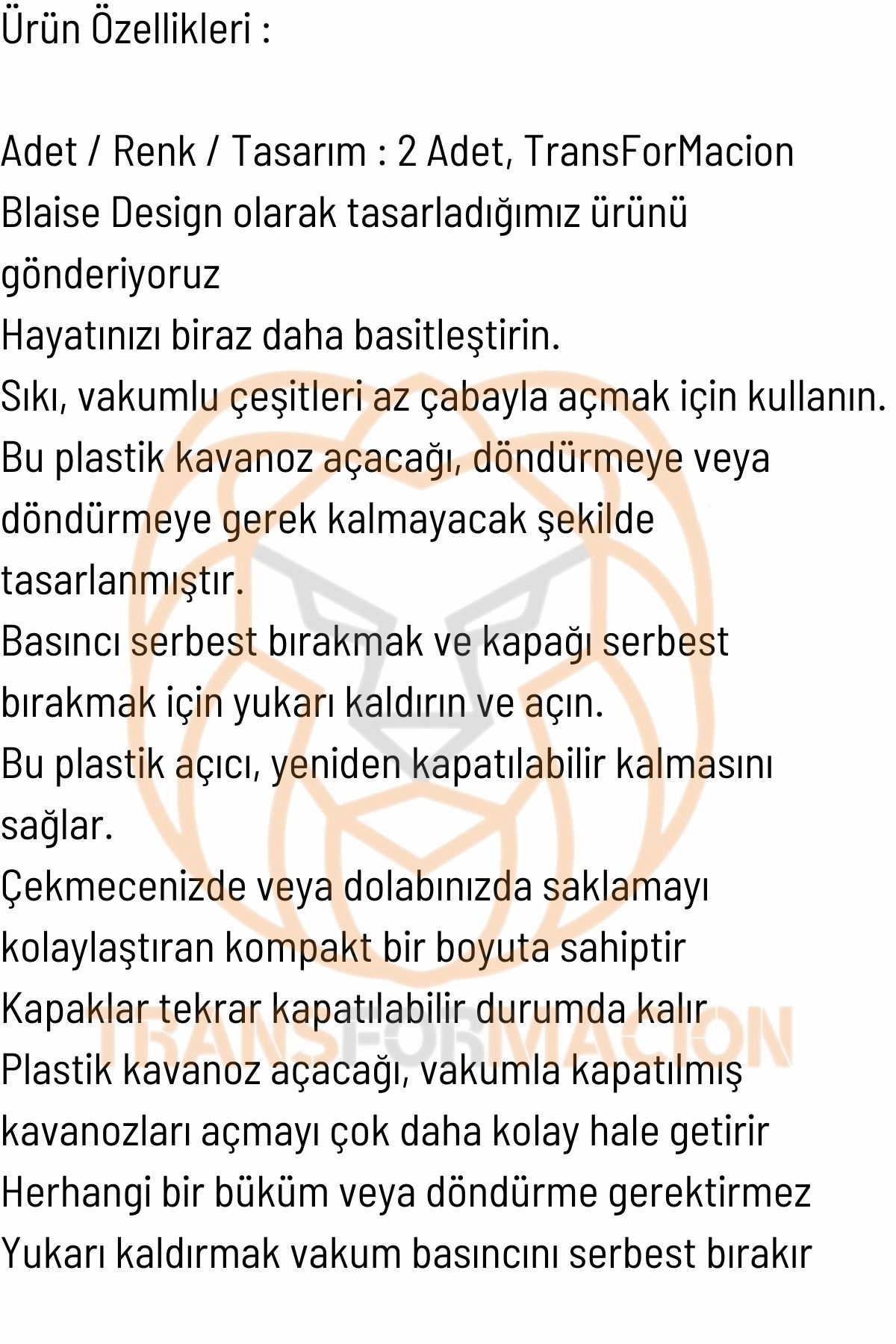 TransForMacion Kavanoz Açacağı Konserve Açacağı 2 ADET 721224