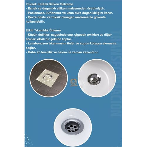 TransForMacion Vantuzlu Gider Süzgeci Lavabo Süzgeci Banyo Dış Süzgeci 721231