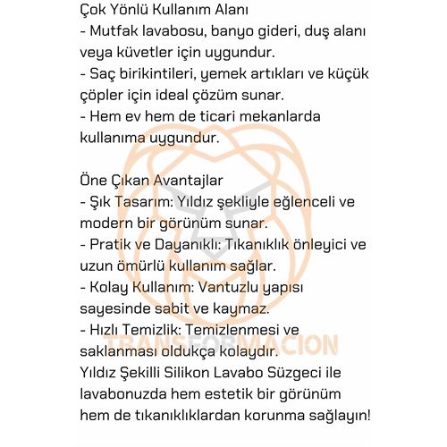 TransForMacion Vantuzlu Gider Süzgeci Lavabo Süzgeci Banyo Dış Süzgeci 721231