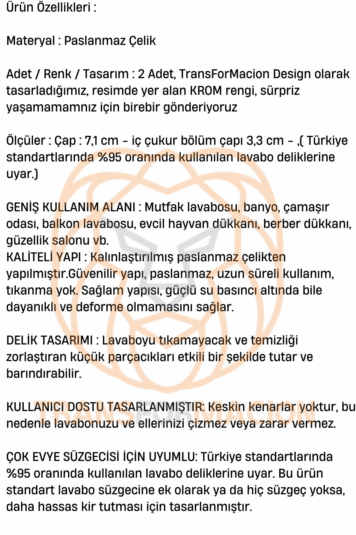 Çelik Lavabo Süzgeci 2 ADET 721232