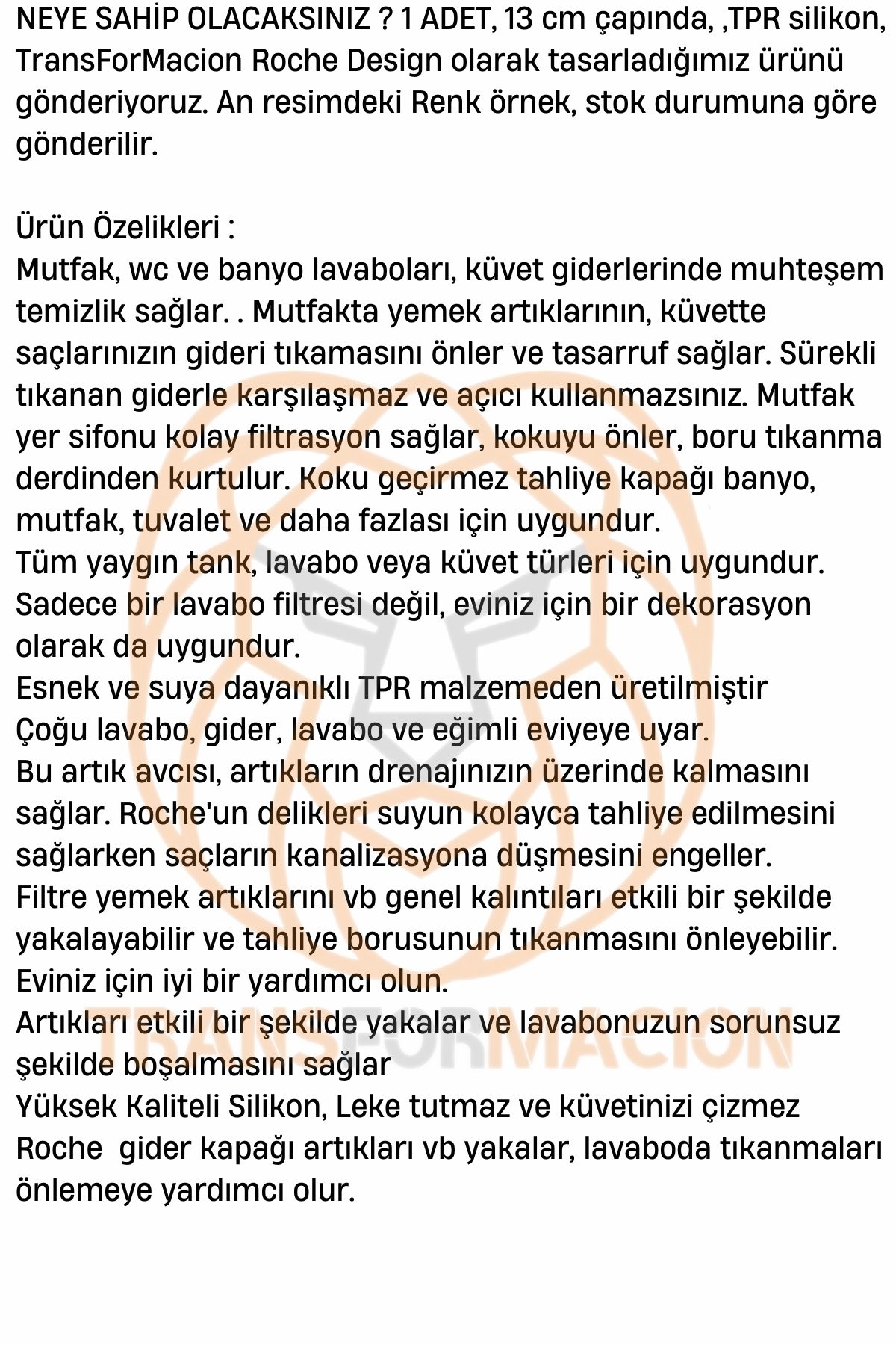 TransForMacion Gider Süzgeci Lavabo Süzgeci Banyo Dış Süzgeci 721233