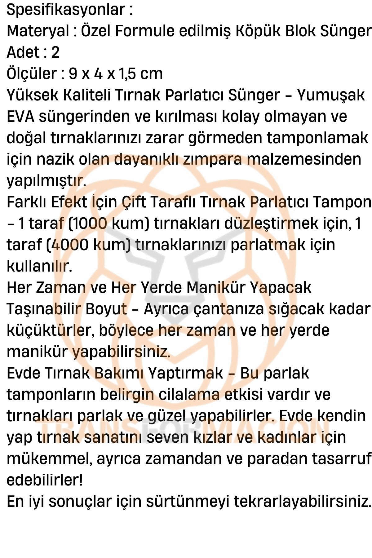 Tırnak Törpü ve Parlatma Blok Sünger 2 Yüzeyli 2 ADET 721235