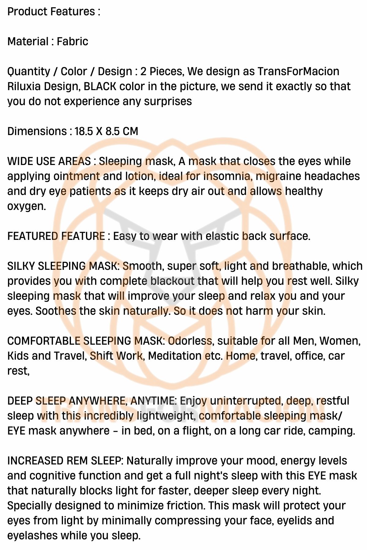 Uyku Maskesi Göz Uyku Maskesi 2 ADET 721237