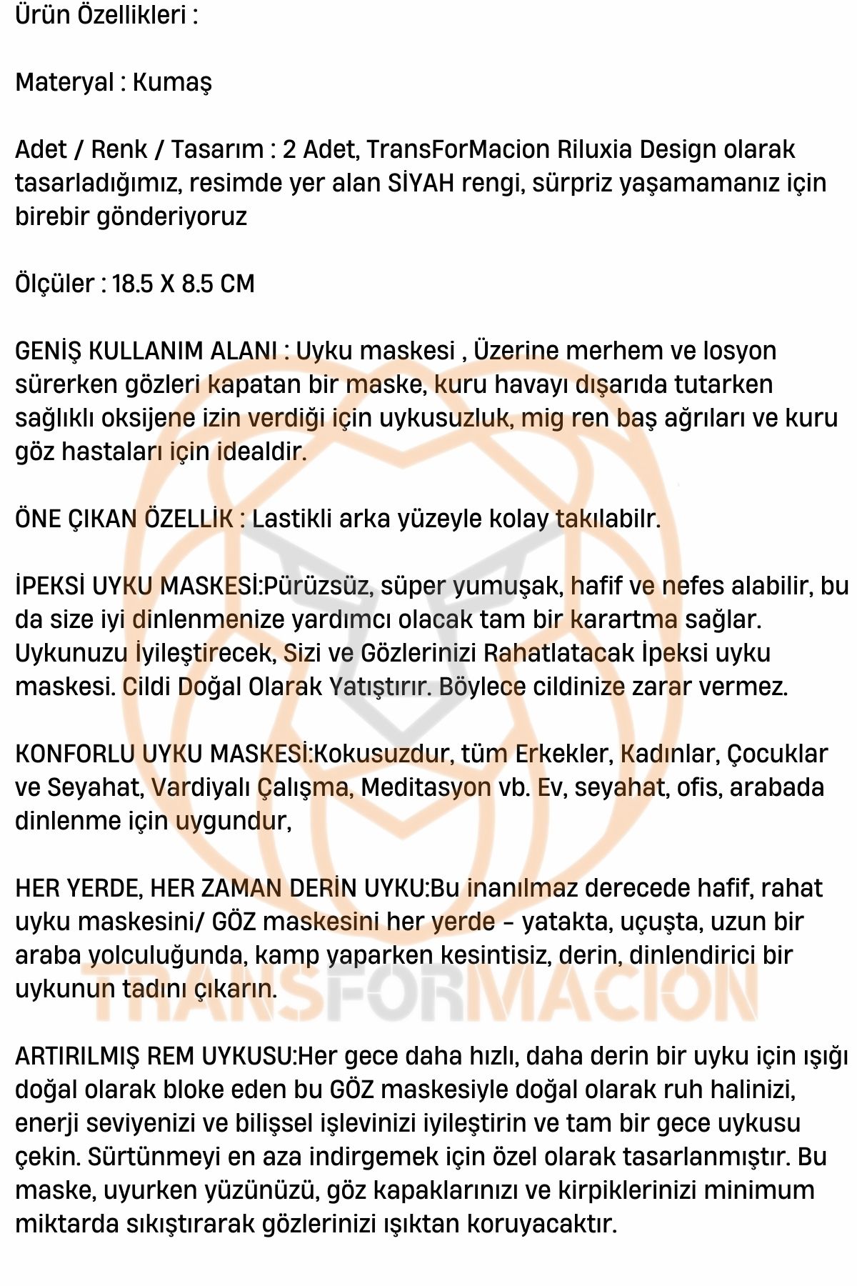 Uyku Maskesi Göz Uyku Maskesi 2 ADET 721237