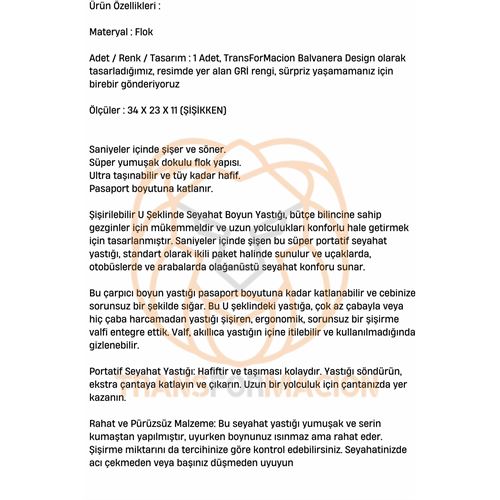 TransForMacion Seyahat Boyun Yastığı Taşınabilir Seyahat Uyku Yastığı 721238