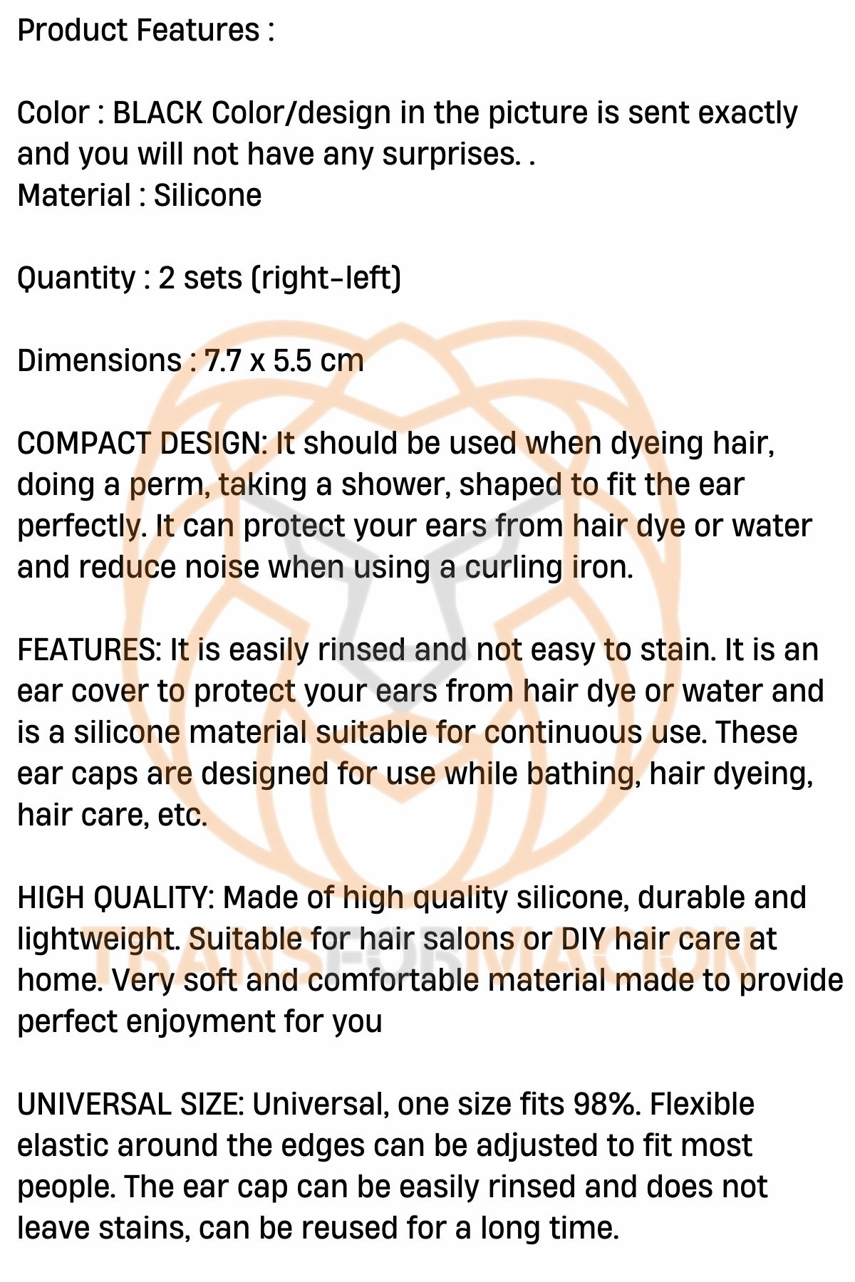 Kulak Koruyucu Saç Boyası Şampuan Kesim İçin 2 TAKIM 721240