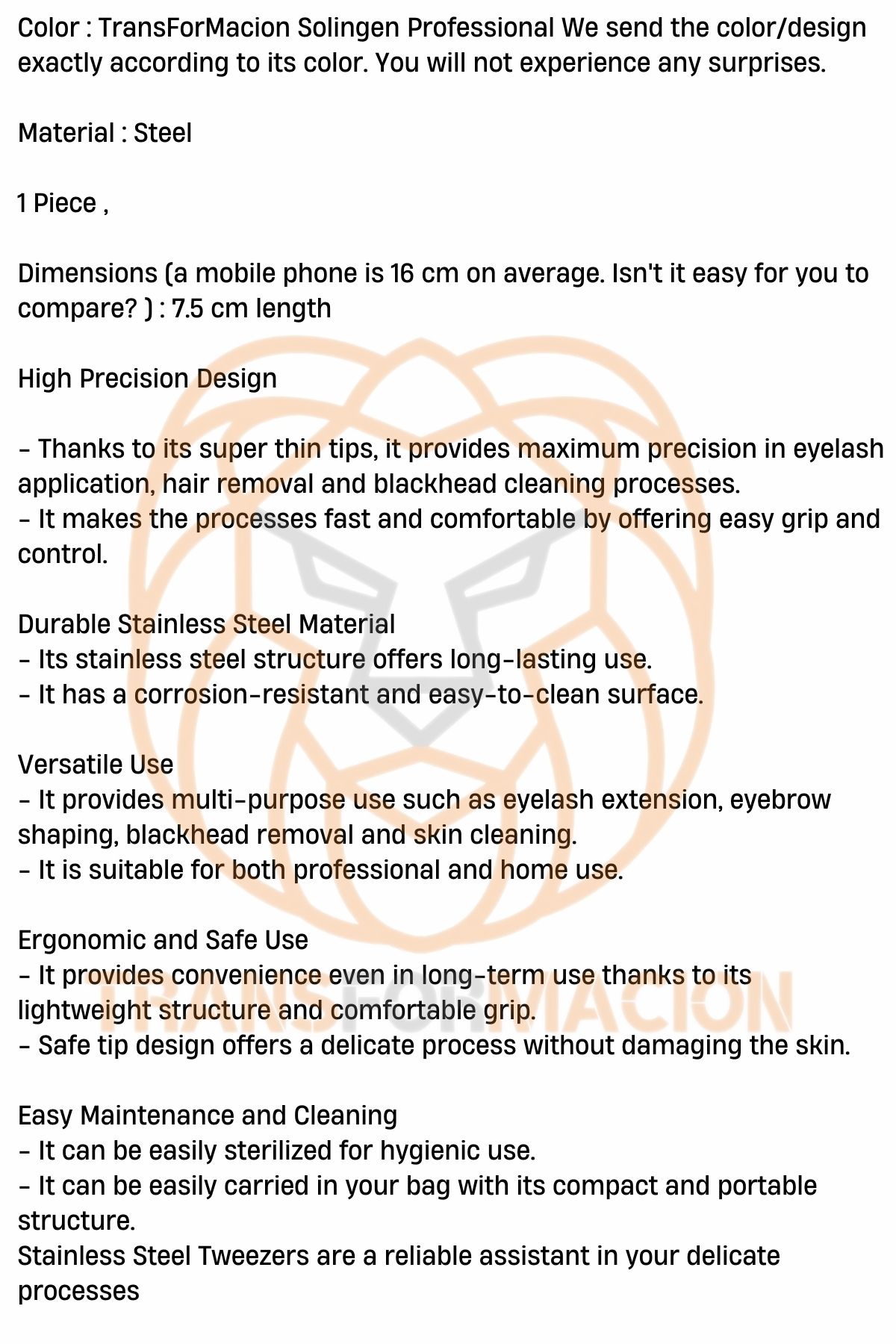 TransForMacion Micro İnce Uçlu Batık Cımbızı Kirpik Cımbızı Solingen Professional 721242