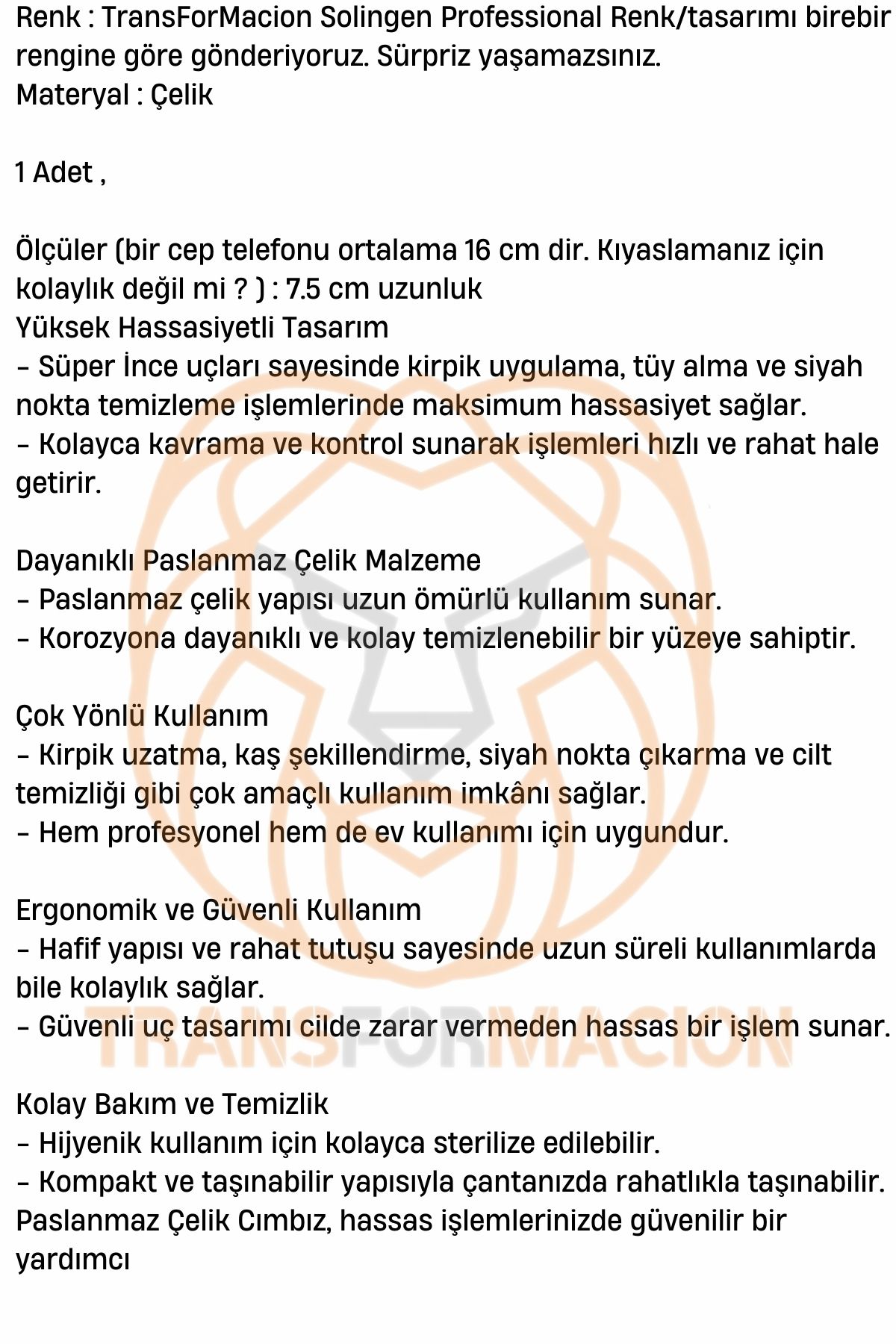 TransForMacion Micro İnce Uçlu Batık Cımbızı Kirpik Cımbızı Solingen Professional 721242