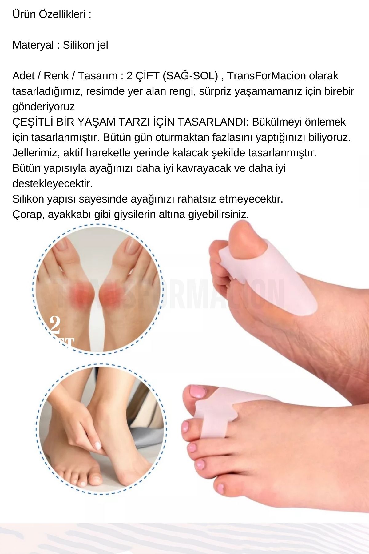 TransForMacion Baş Parmak Parmak Ayırıcı ve Rahatlatıcı 2 ÇİFT 721246