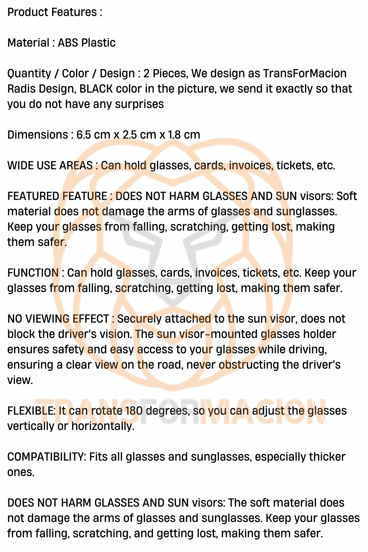 Araç Gözlük Tutucu Güneşliğe Uygun Mini 2 ADET 721257 