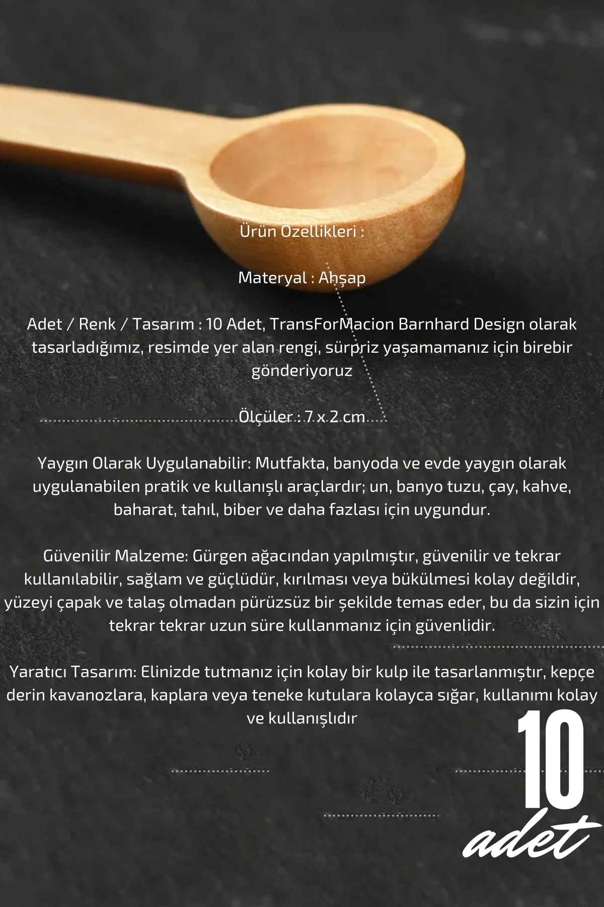 TransForMacion Ahşap Baharat Kaşığı Mini 10 Adet 721264