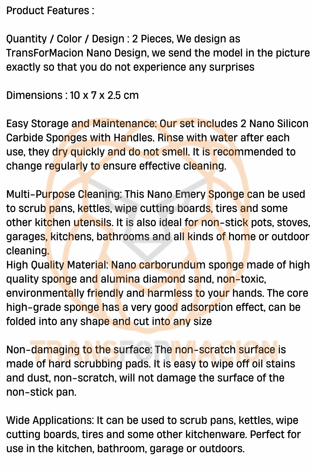 Nano Metal Ahşap Sert Yüzey Temizlik Süngeri 2 ADET 721266