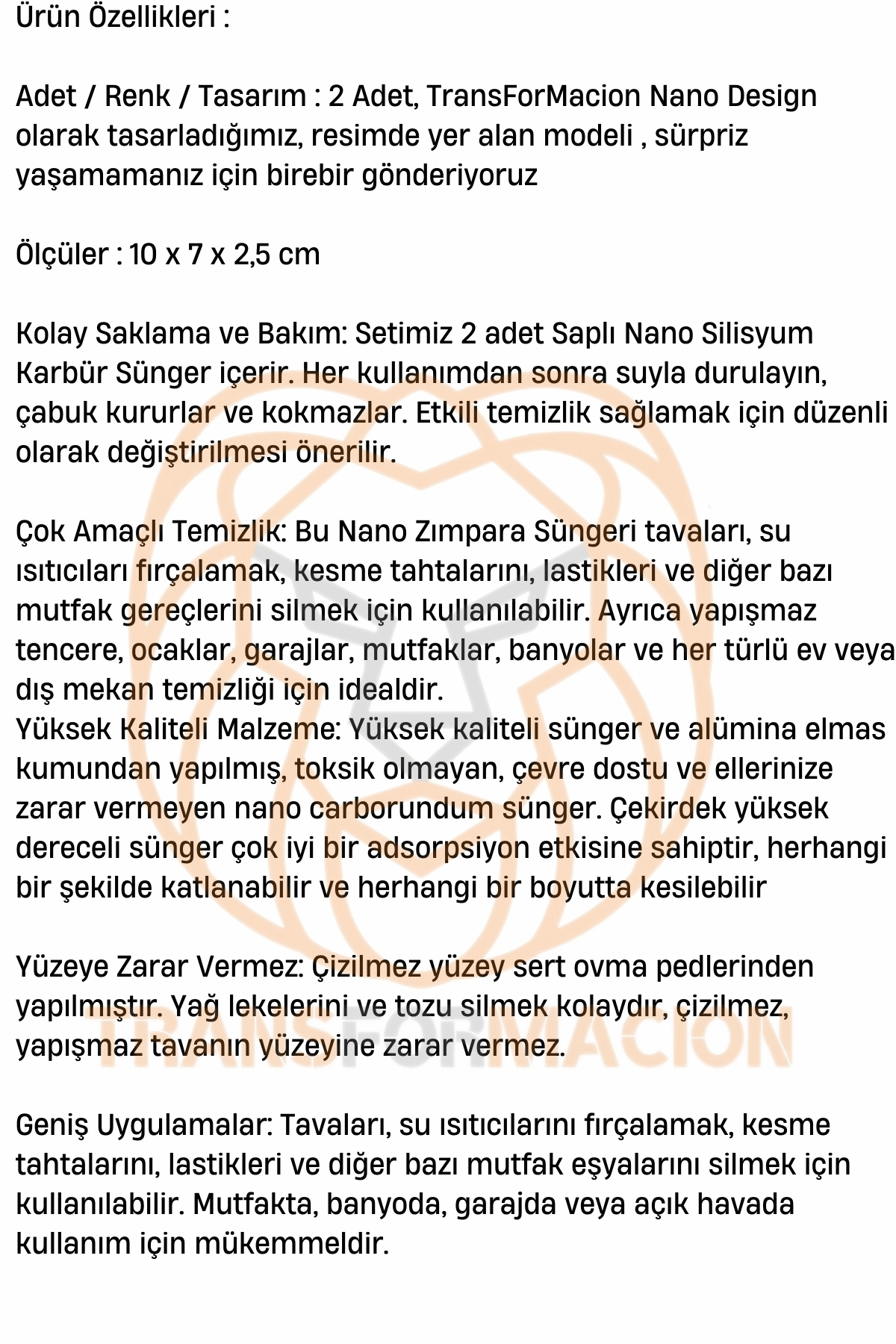 Nano Metal Ahşap Sert Yüzey Temizlik Süngeri 2 ADET 721266