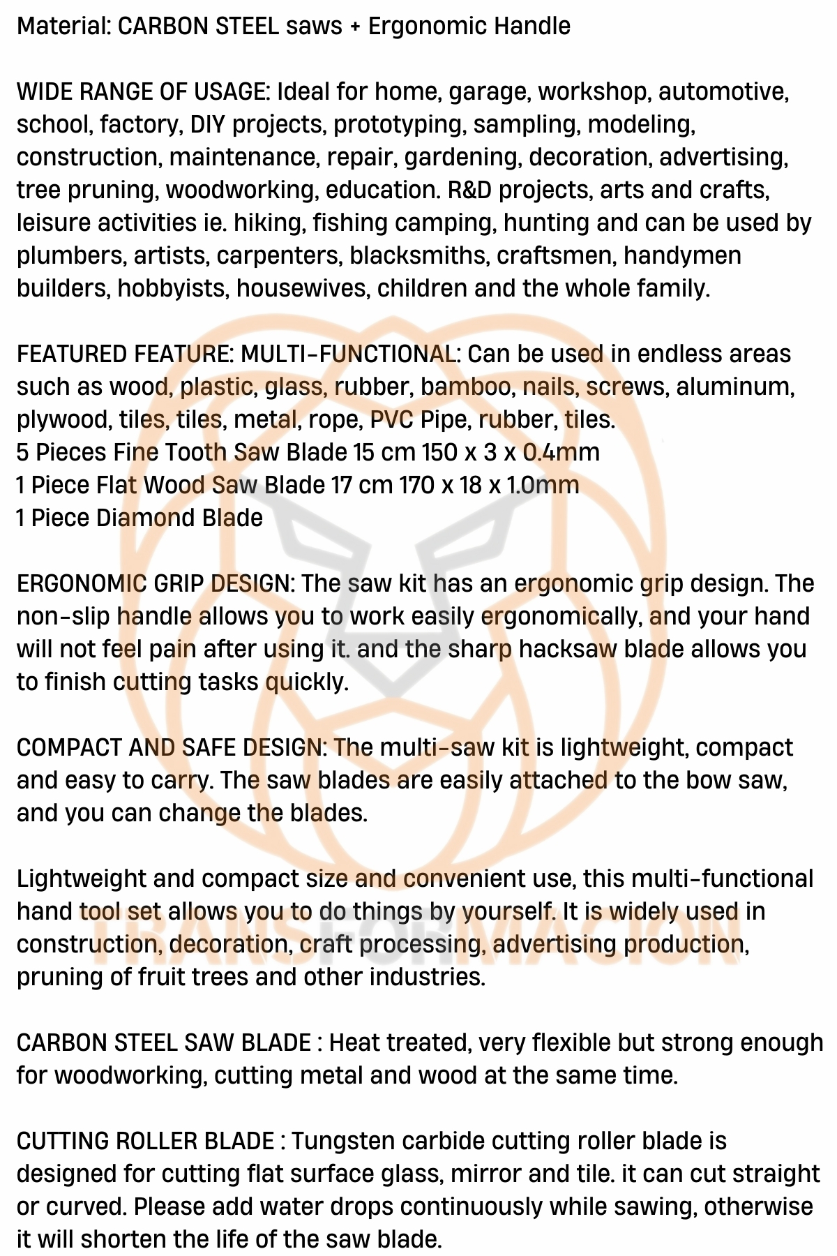 Testere Seti 8 in 1 8 Fonksiyonlu Karbon Çelik 721267	