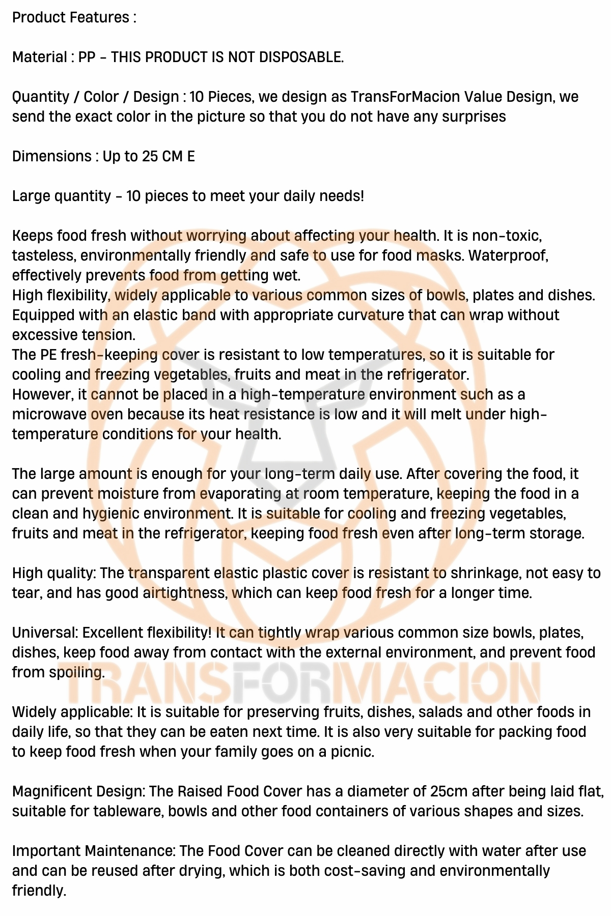 TransForMacion Tencere Tabak Bonesi Profesyonel 10 ADET 721272