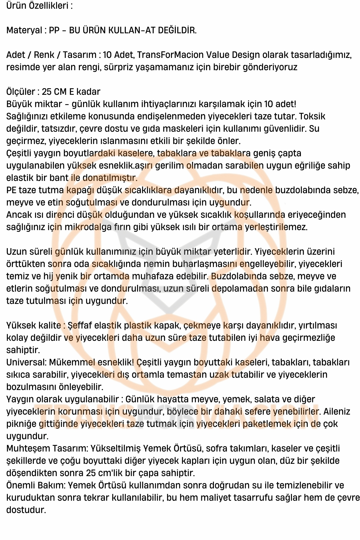 TransForMacion Tencere Tabak Bonesi Profesyonel 10 ADET 721272