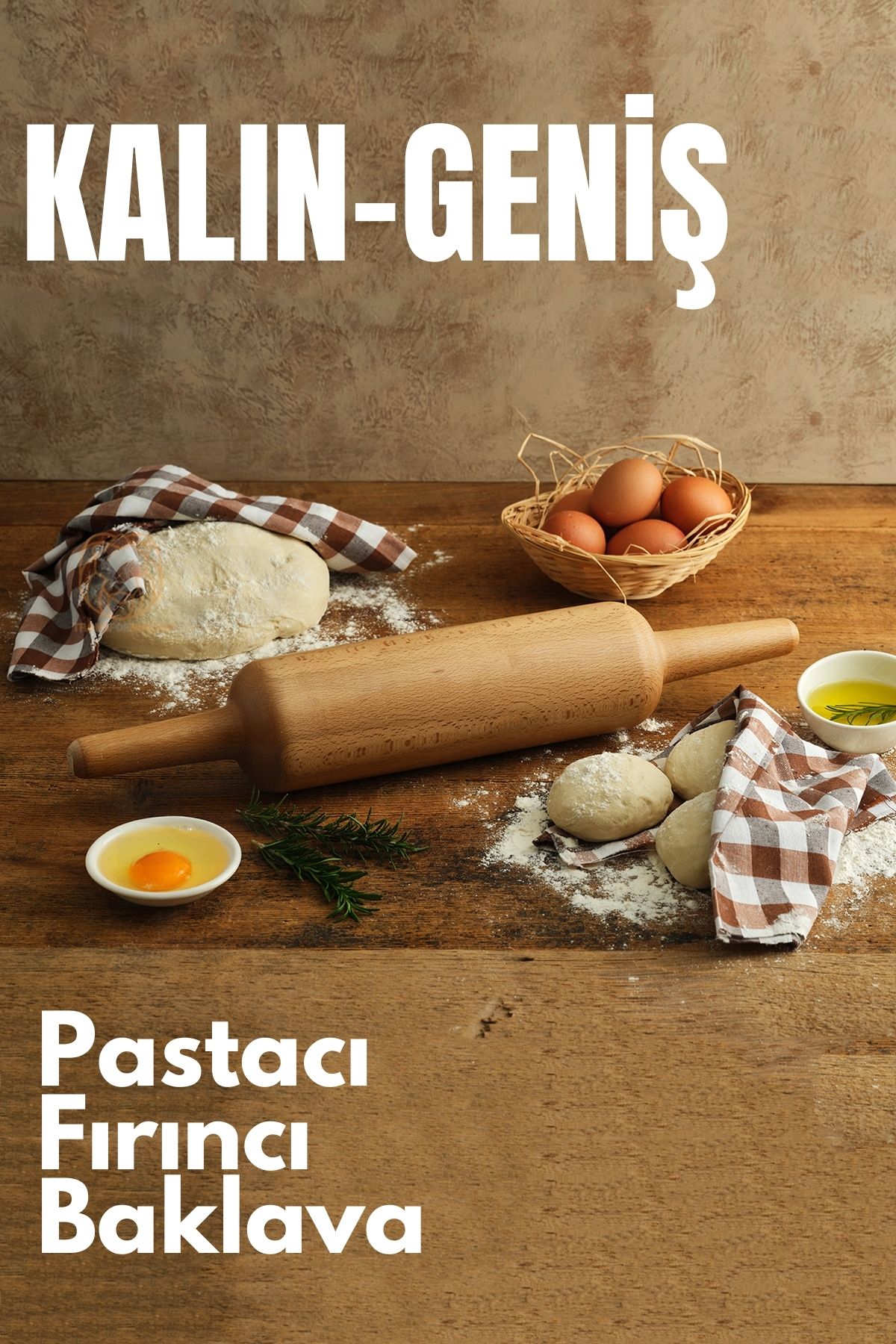 ModaCar Kalın ve Geniş Merdane Baklava Fırıncı Pastacı Merdanesi 