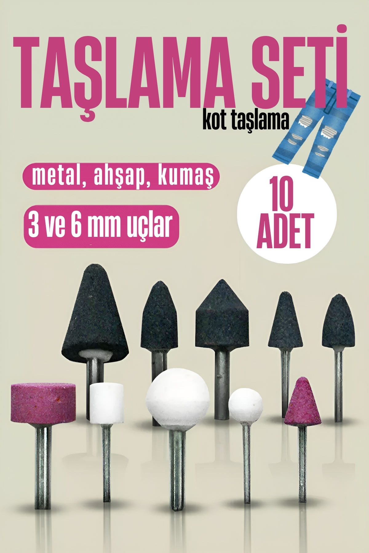 ModaCar Seramik Uçlu Taşlama Seti Metal Alüminyum Çelik Dremel Uçlu Taşlama Kot Taşlama