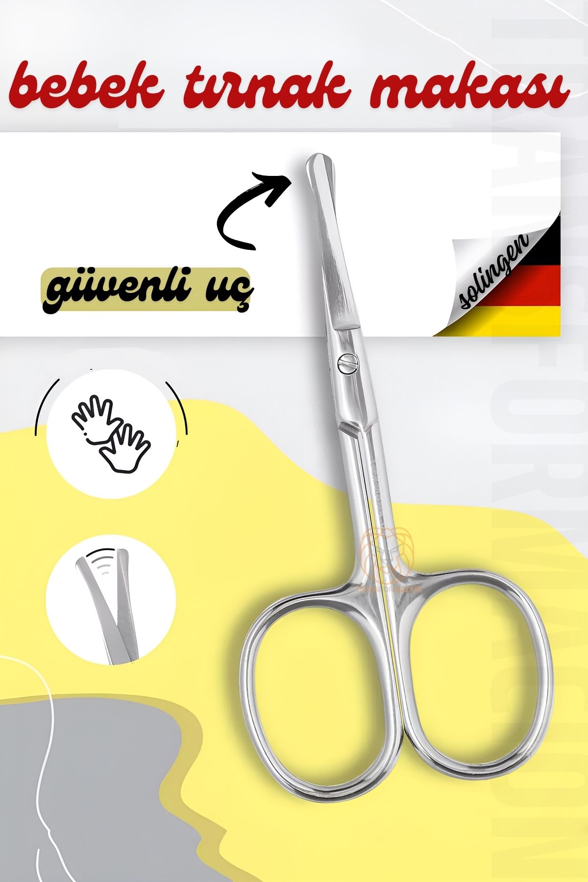 ModaCar Güvenli Uçlu Bebek Tırnak Makası Solingen Profesyonel 